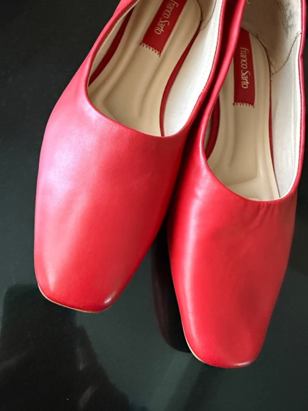 Franco Sarto Vana Red Leather Square Toe Ballet Flats Shoes Size 9M NWOT - Picture 9 of 17